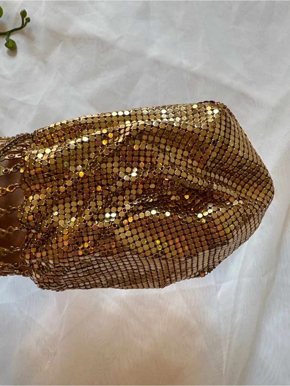 Whiting & Davis Vintage Gold Mesh Beggar Bag